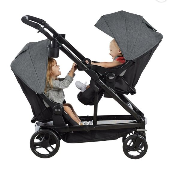 Graco Uno2Duo Stroller Second Seat, Ellington Fashion, Grey New - Picture 4 of 5